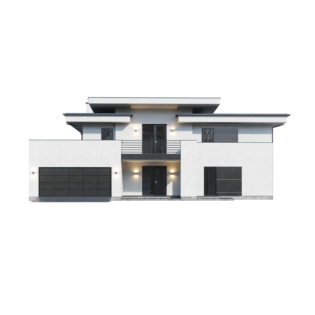 Modern House 3D Model – Architectural Mansion with PBR Textures, FBX - View 4