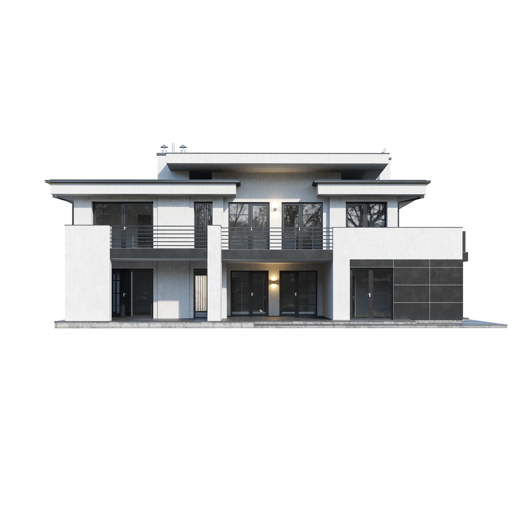 Modern House 3D Model – Architectural Mansion with PBR Textures, FBX - View 5