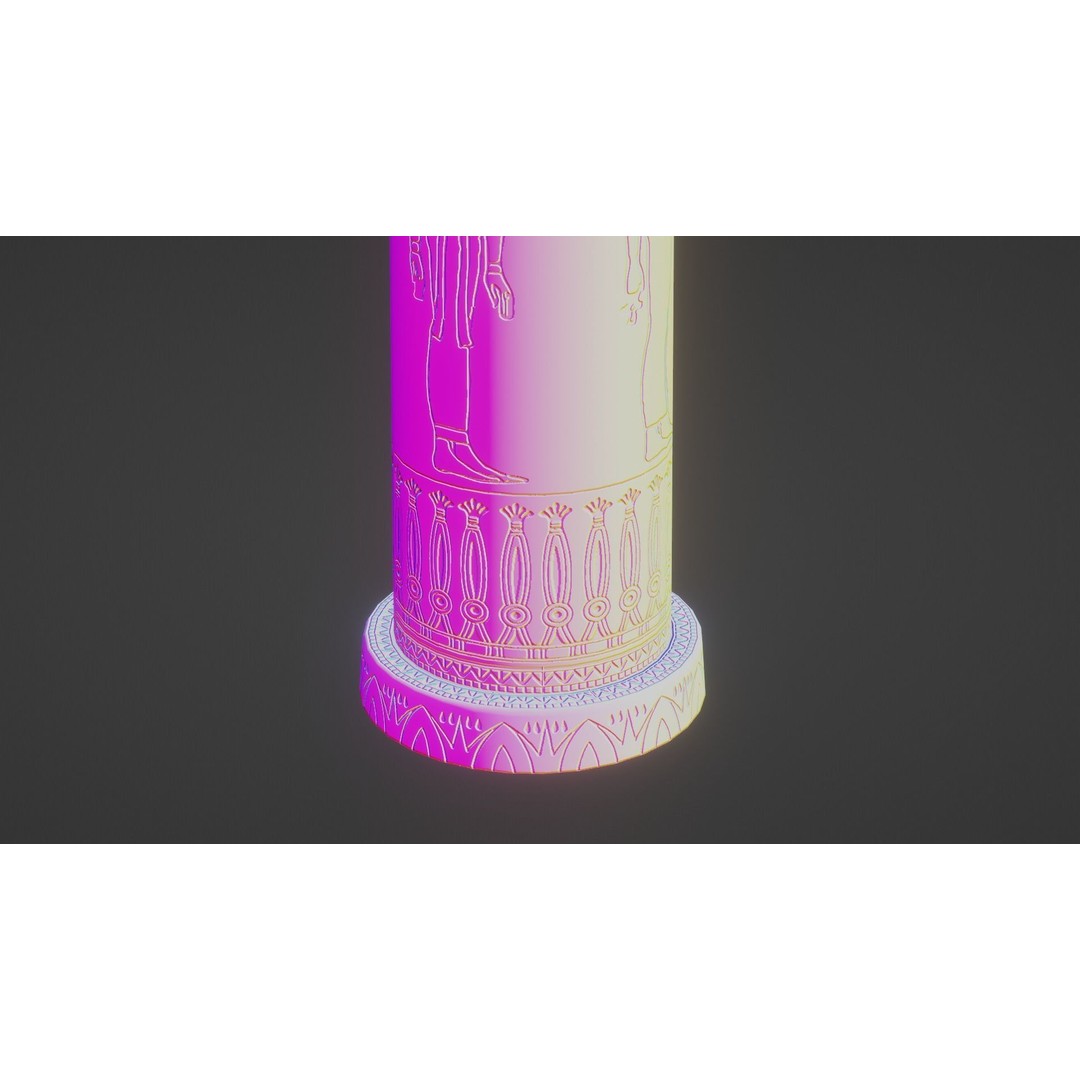 Egyptian Column 3D Model – Low Poly Dark Stone Asset, FBX