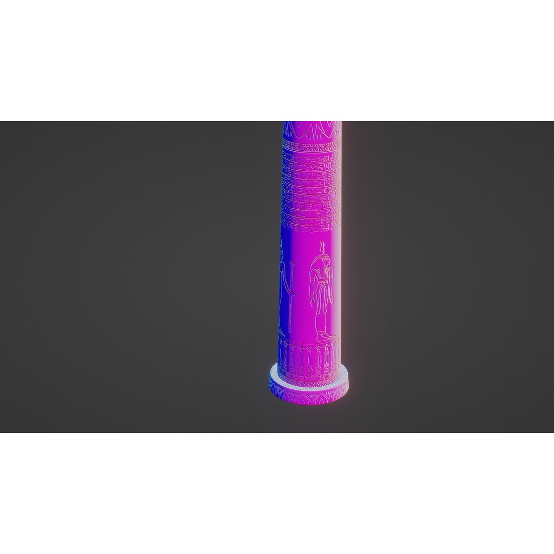 Egyptian Column 3D Model – Low Poly Dark Stone Asset, FBX - View 13