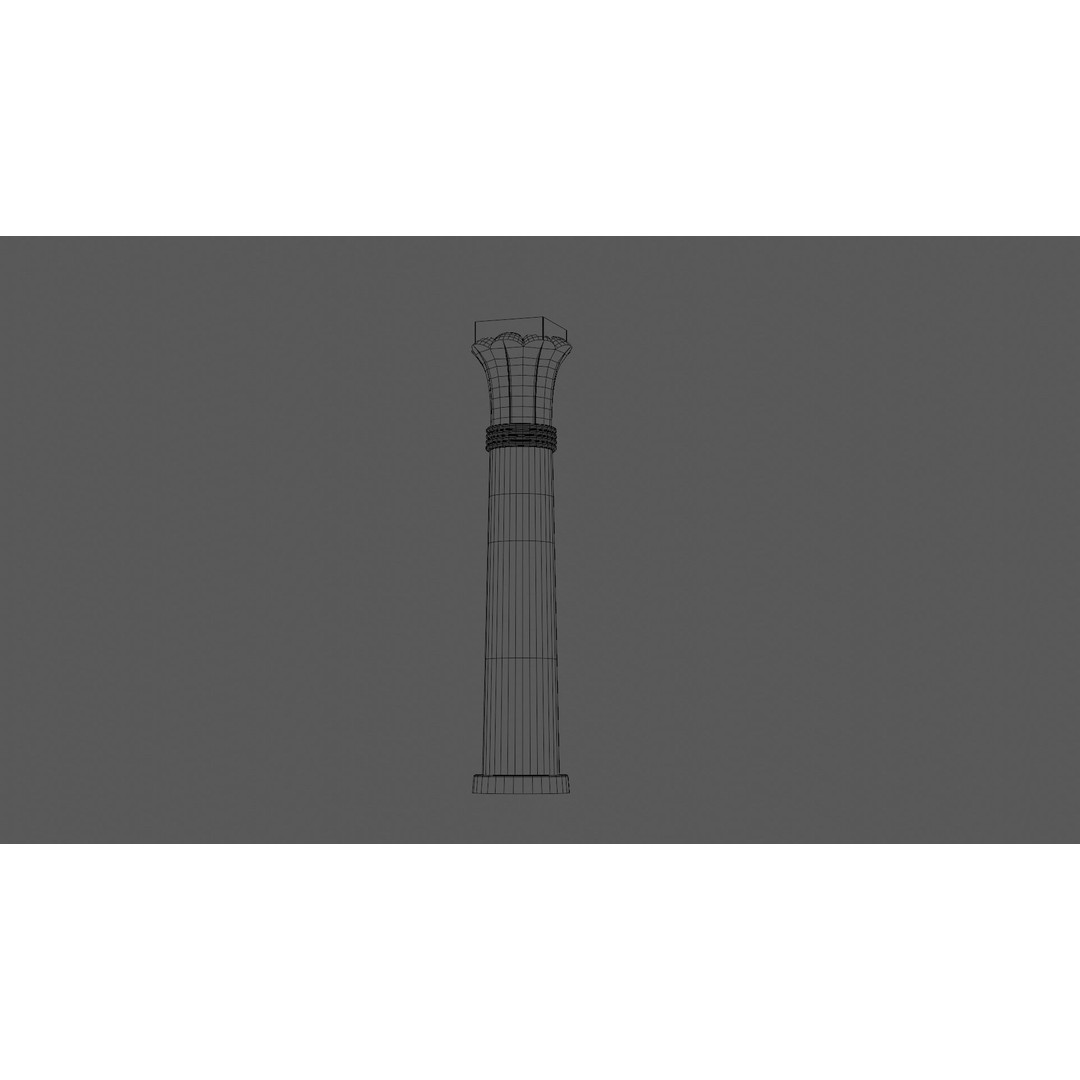 Egyptian Column 3D Model – Low Poly Dark Stone Asset, FBX - View 7