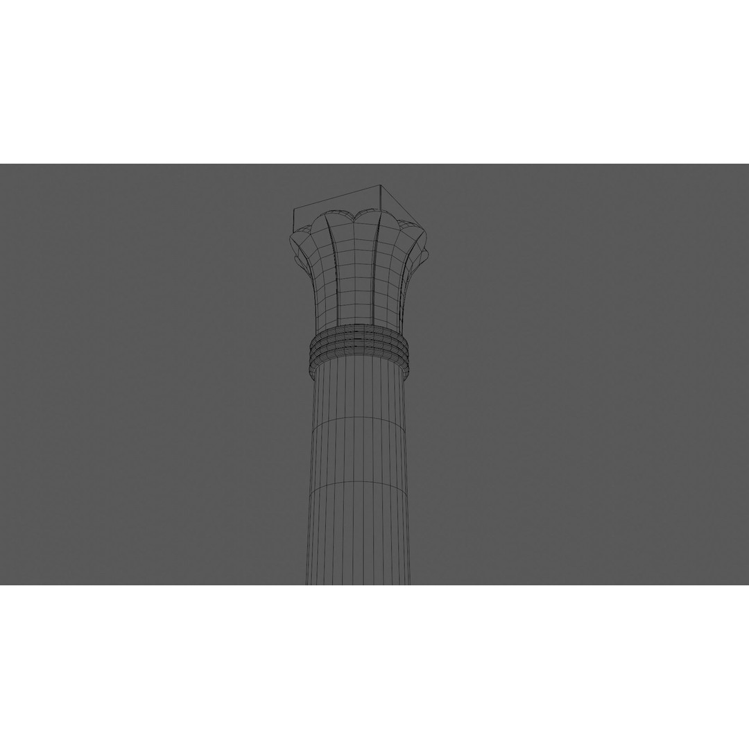 Egyptian Column 3D Model – Low Poly Dark Stone Asset, FBX - View 8