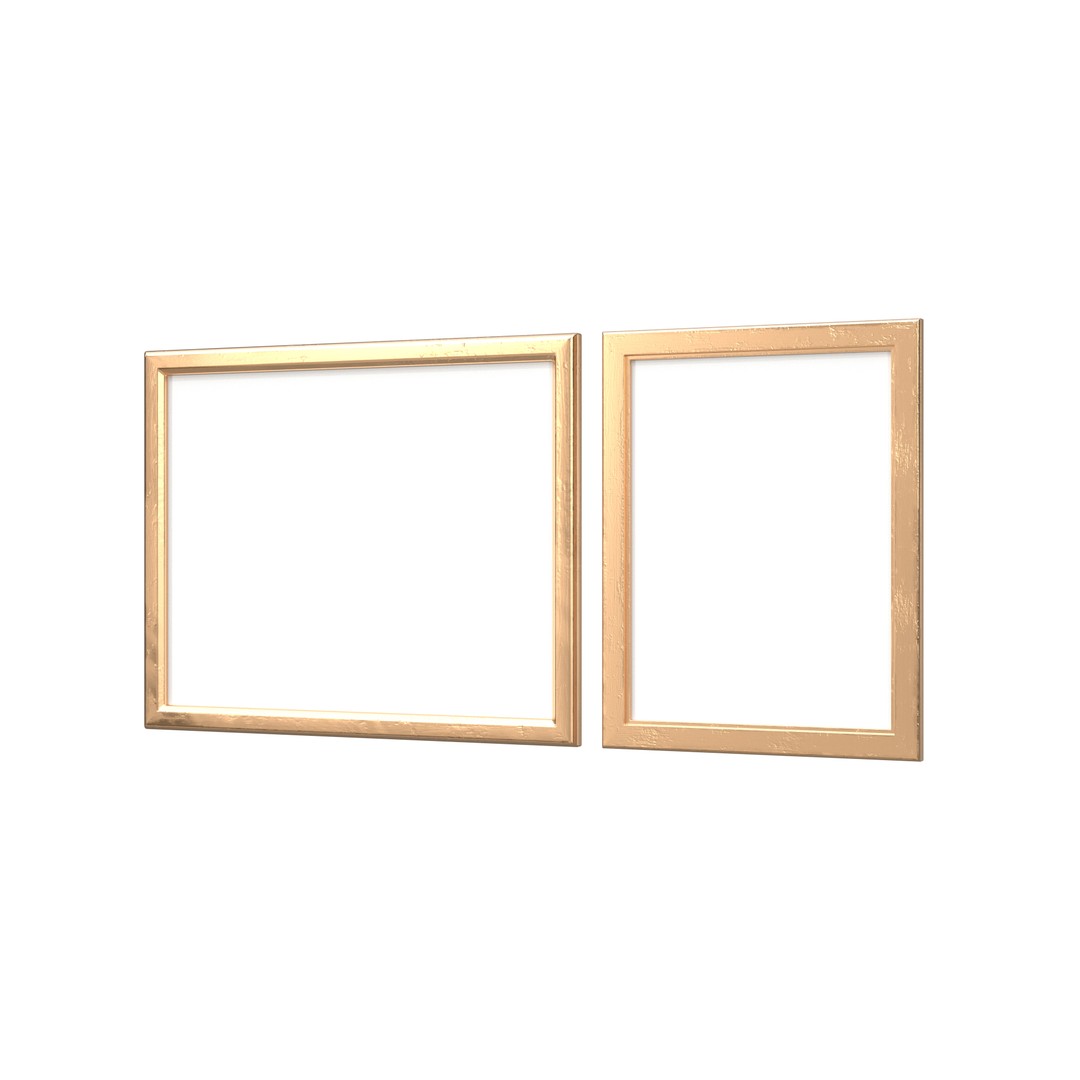 Classic Photo and Mirror Frame Set 3D Model – Low Poly Gold Frames, FBX/OBJ - View 12