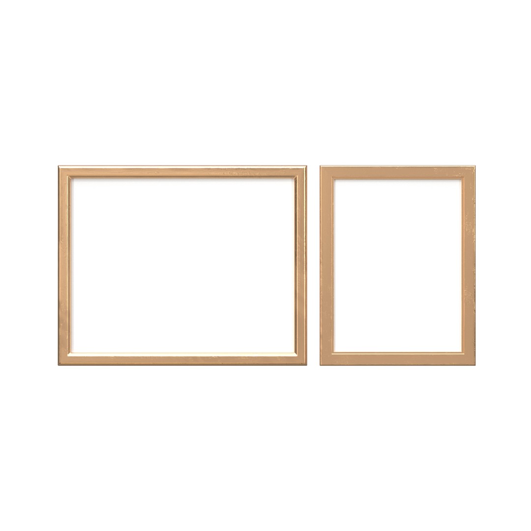 Classic Photo and Mirror Frame Set 3D Model – Low Poly Gold Frames, FBX/OBJ - View 13