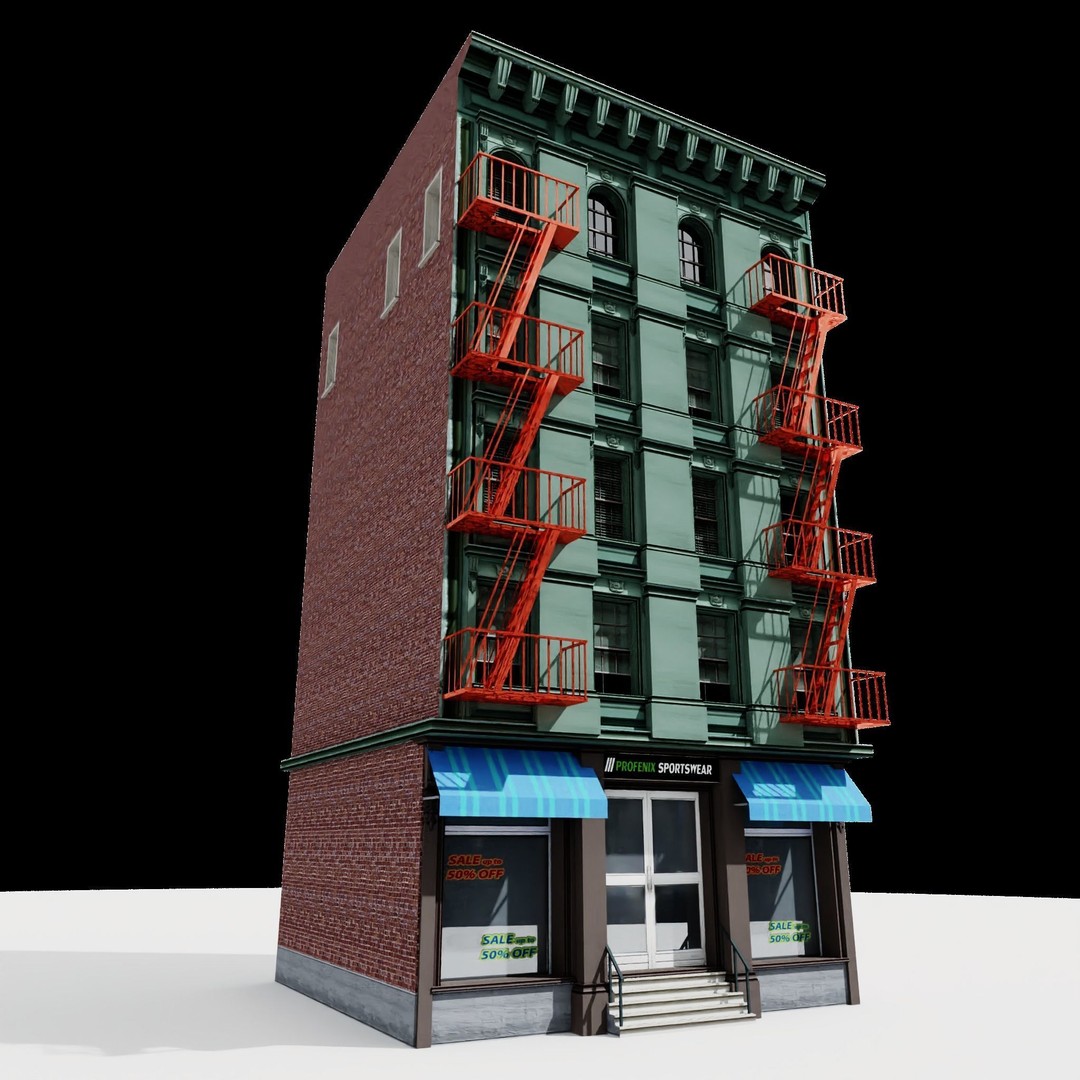 NYC Buildings 3D Model – Low Poly Game Asset, FBX & OBJ Formats - View 17