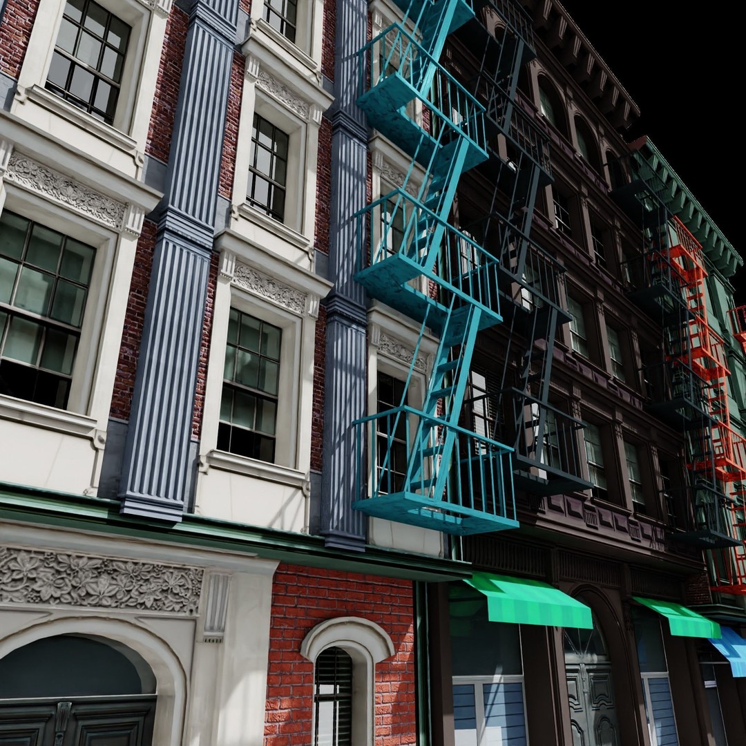 NYC Buildings 3D Model – Low Poly Game Asset, FBX & OBJ Formats - View 23