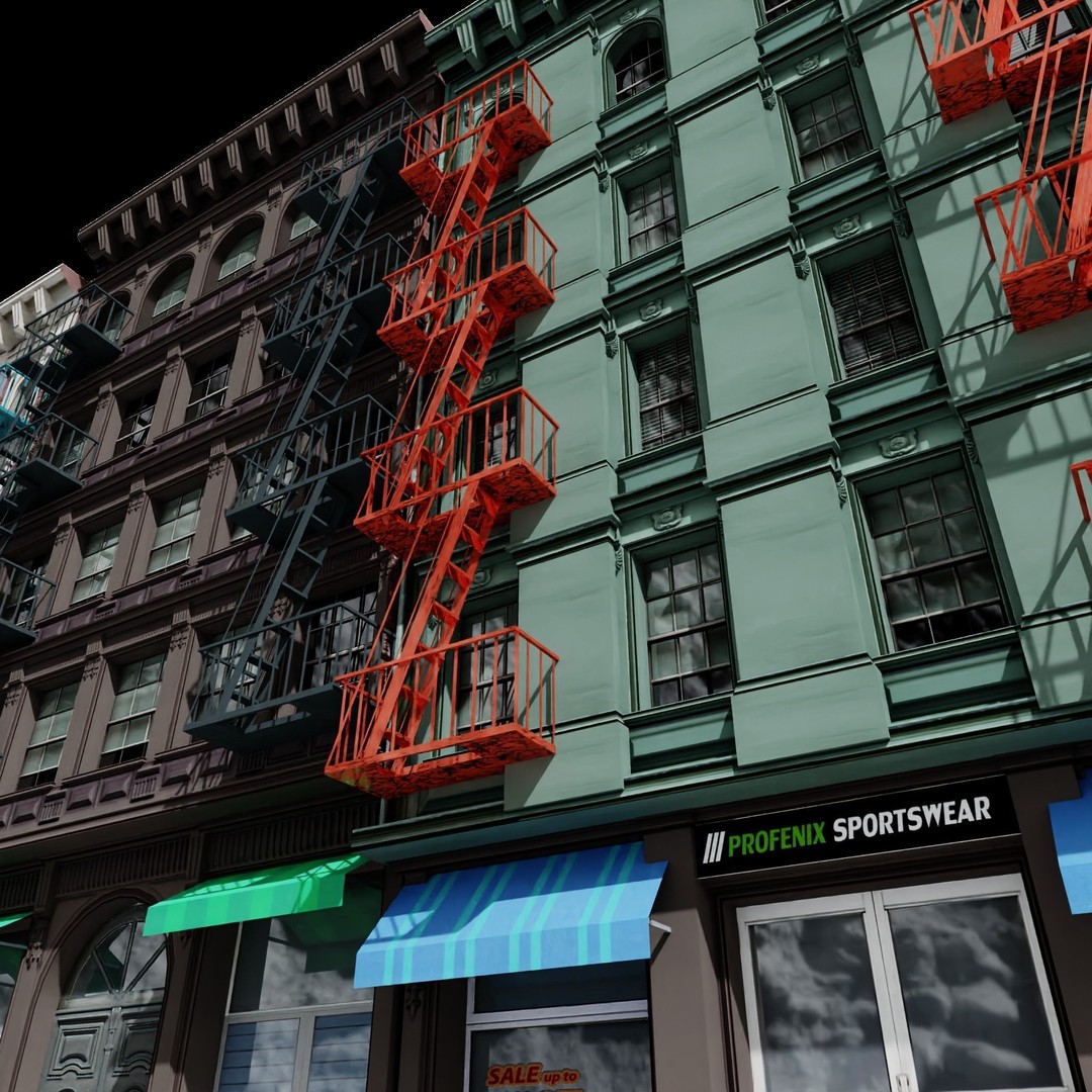 NYC Buildings 3D Model – Low Poly Game Asset, FBX & OBJ Formats - View 25