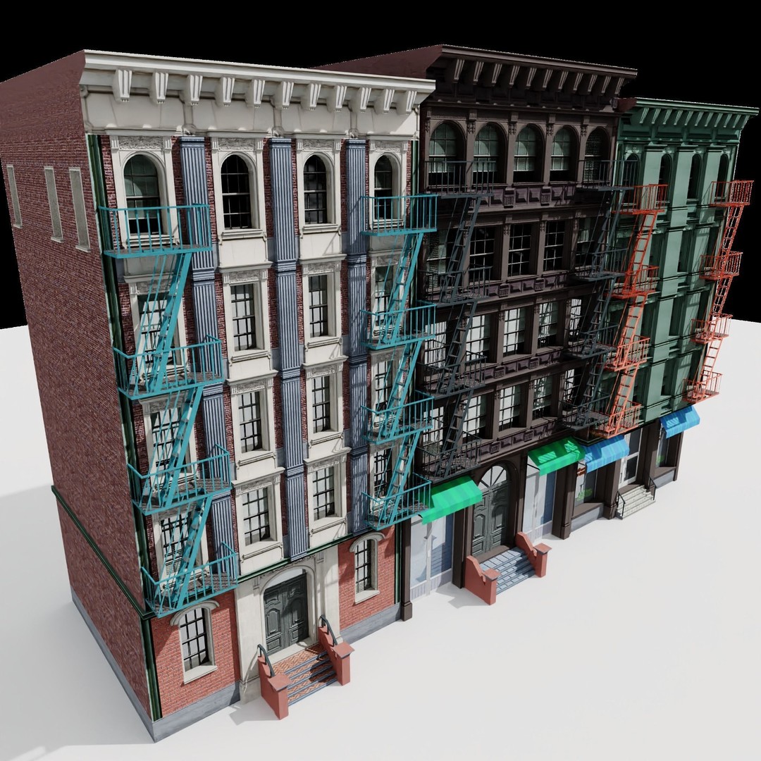 NYC Buildings 3D Model – Low Poly Game Asset, FBX & OBJ Formats - View 5