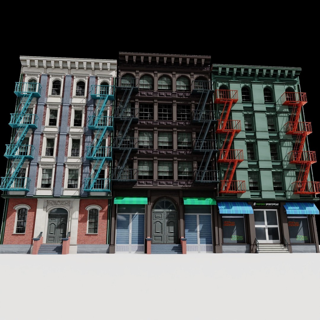 NYC Buildings 3D Model – Low Poly Game Asset, FBX & OBJ Formats - View 8