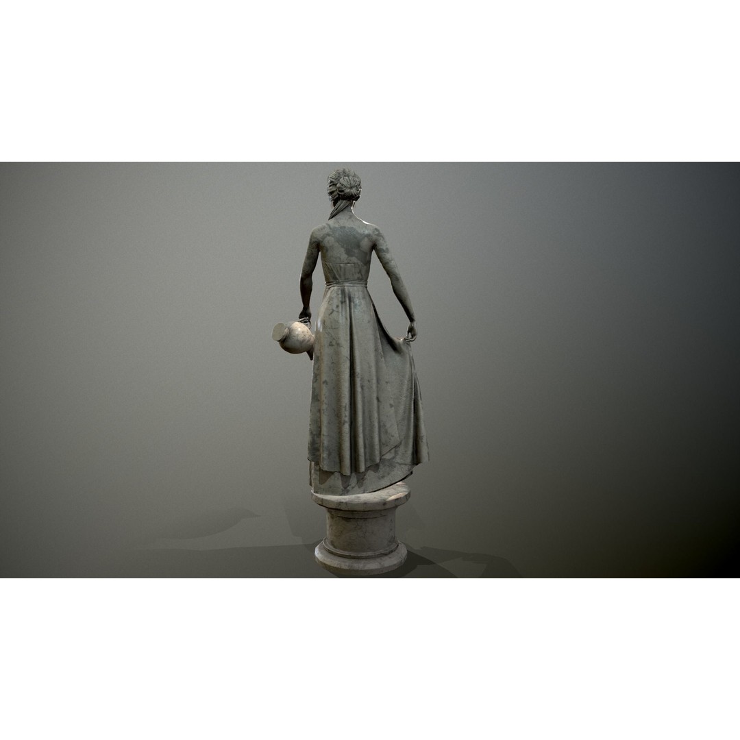 Water Lady 3D Model – Low Poly Statue for Decoration, FBX, OBJ, Blender - View 12