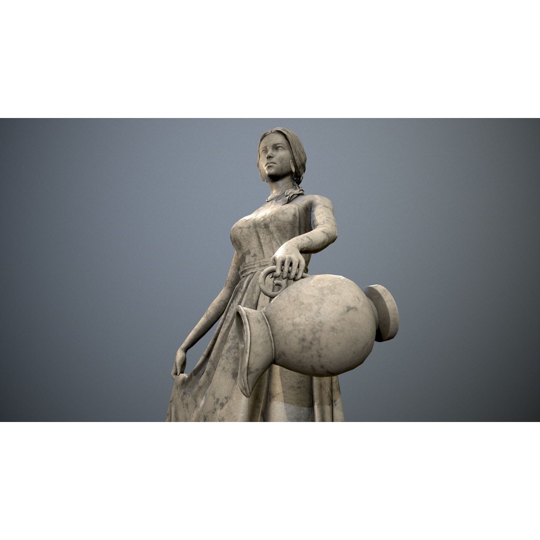 Water Lady 3D Model – Low Poly Statue for Decoration, FBX, OBJ, Blender - View 5