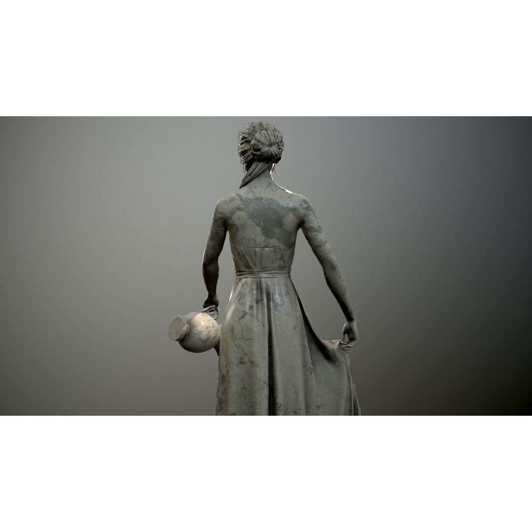 Water Lady 3D Model – Low Poly Statue for Decoration, FBX, OBJ, Blender - View 7