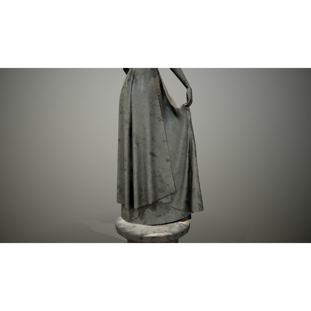 Water Lady 3D Model – Low Poly Statue for Decoration, FBX, OBJ, Blender - View 8