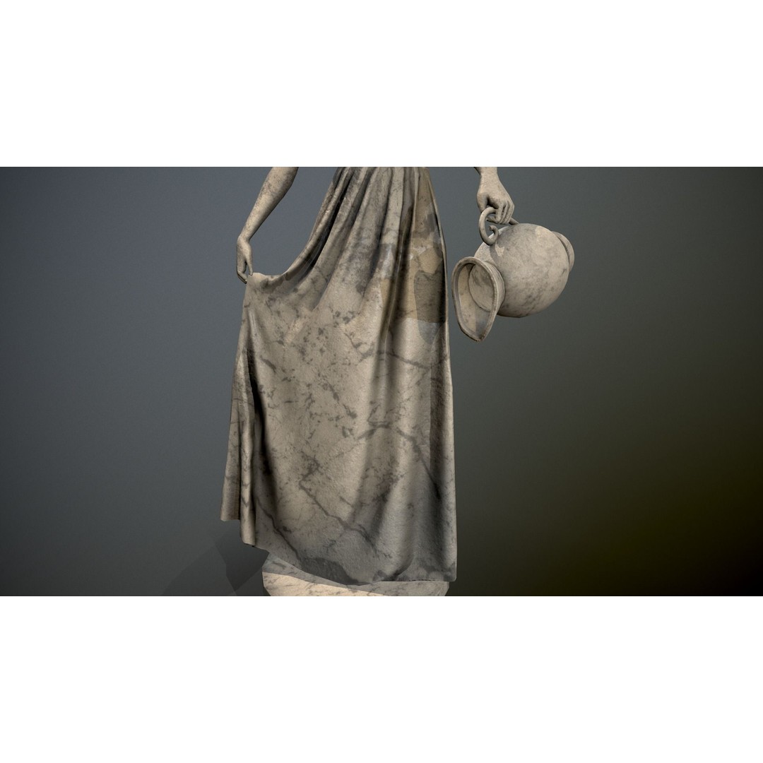 Water Lady 3D Model – Low Poly Statue for Decoration, FBX, OBJ, Blender - View 9