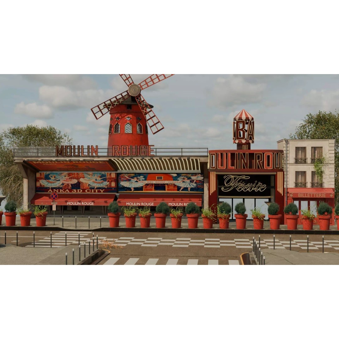 Moulin Rouge Cabaret 3D Model – Low Poly Realistic Scene, FBX, OBJ - View 11