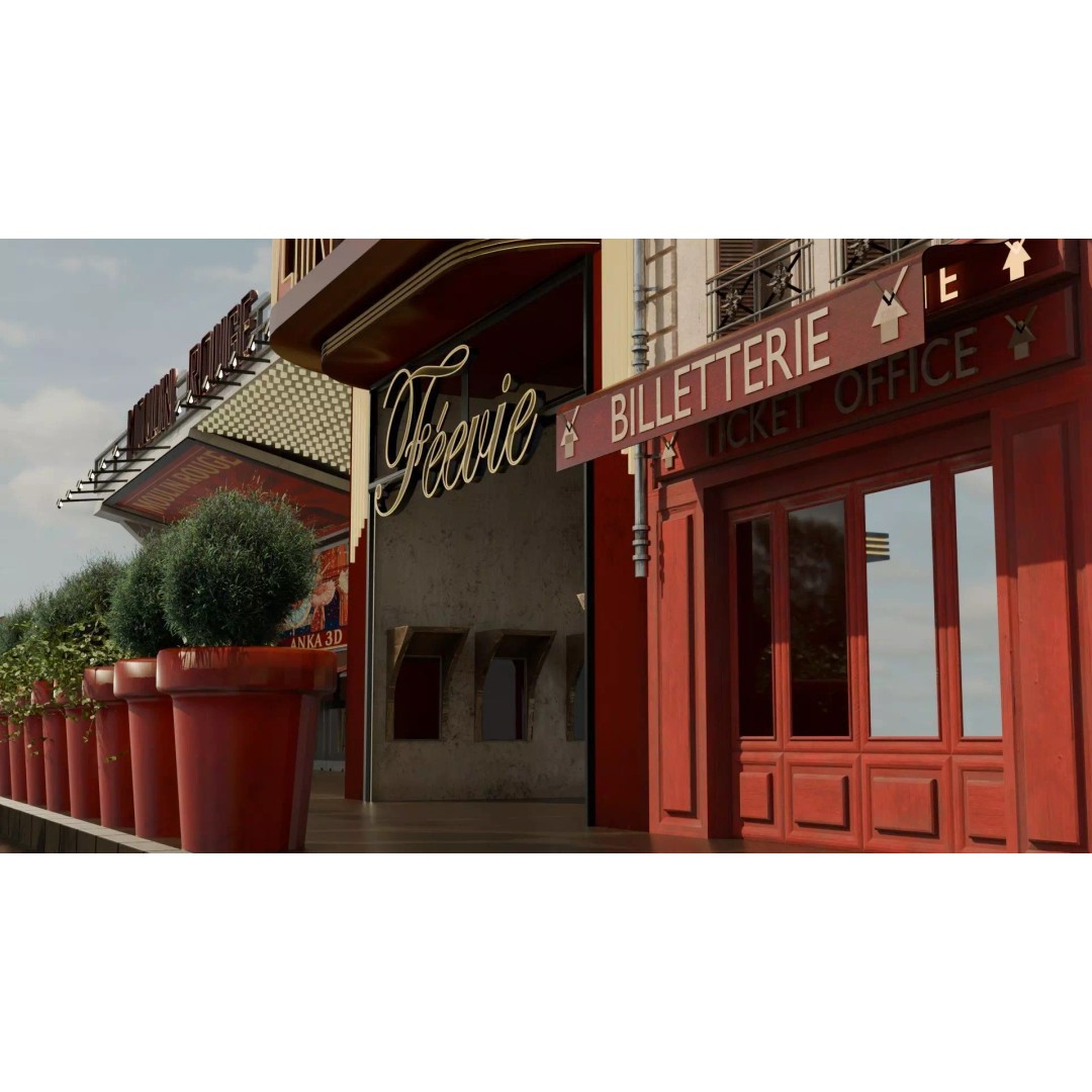 Moulin Rouge Cabaret 3D Model – Low Poly Realistic Scene, FBX, OBJ - View 12