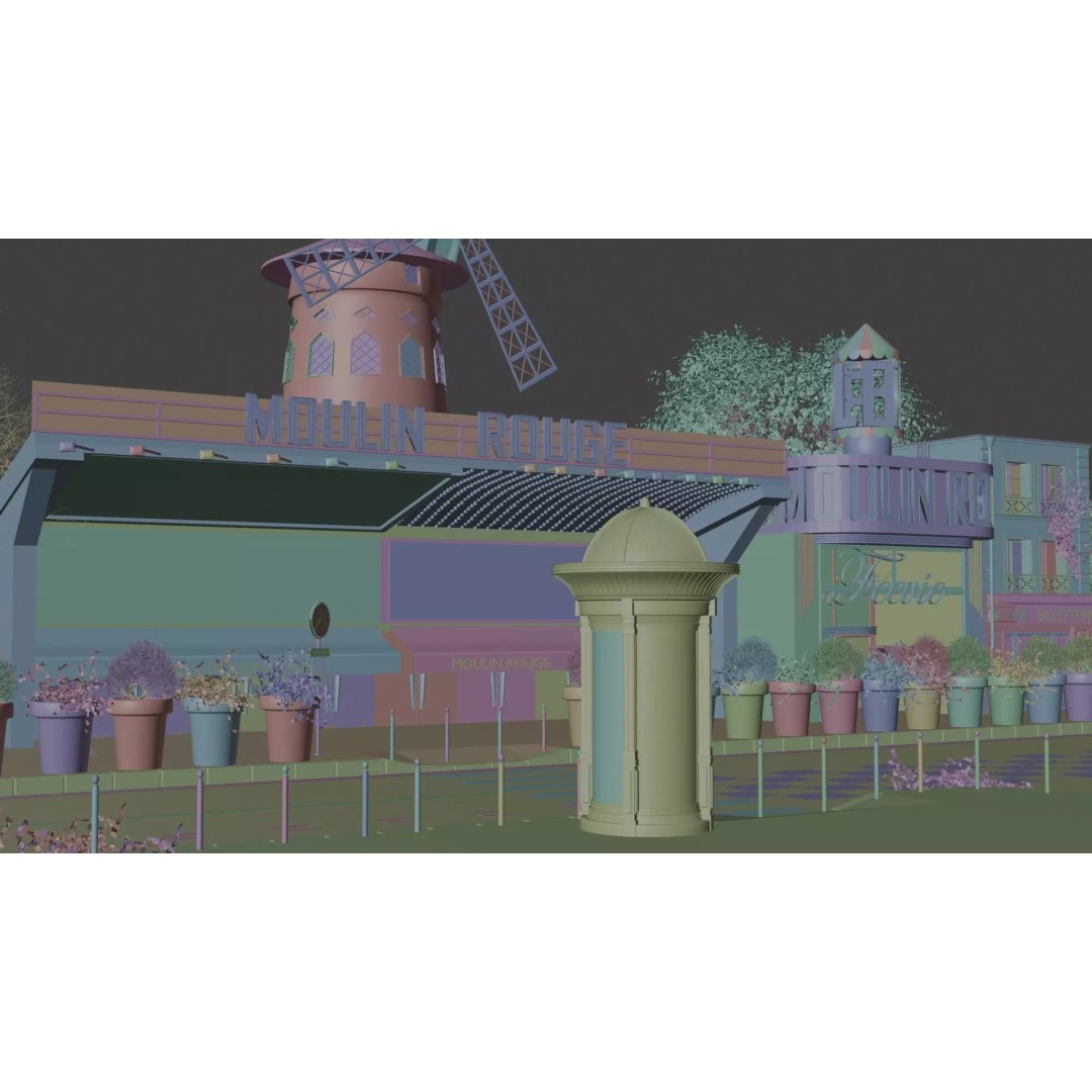 Moulin Rouge Cabaret 3D Model – Low Poly Realistic Scene, FBX, OBJ - View 16