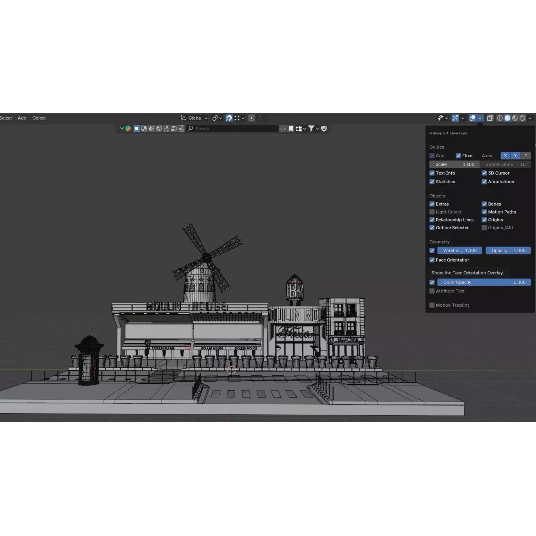 Moulin Rouge Cabaret 3D Model – Low Poly Realistic Scene, FBX, OBJ - View 17