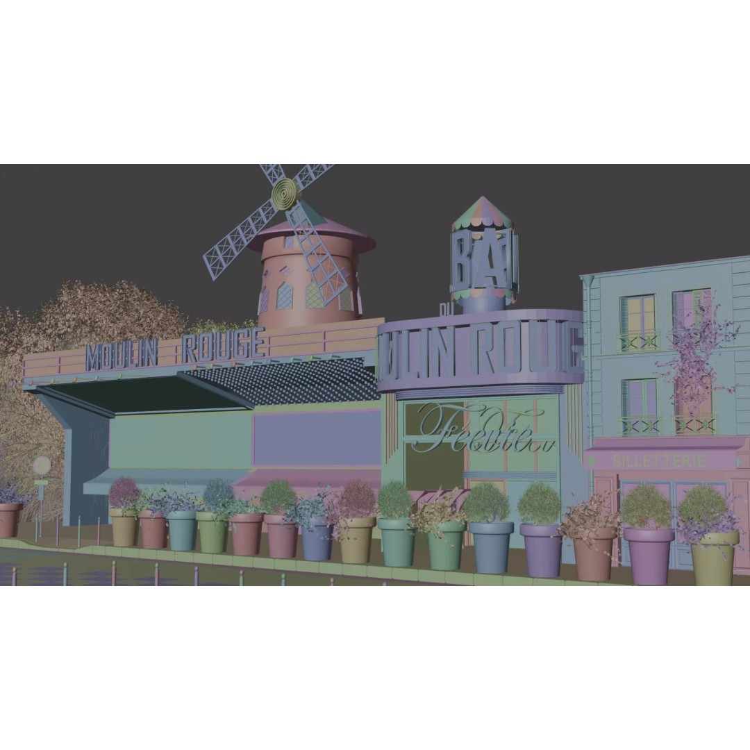 Moulin Rouge Cabaret 3D Model – Low Poly Realistic Scene, FBX, OBJ - View 18