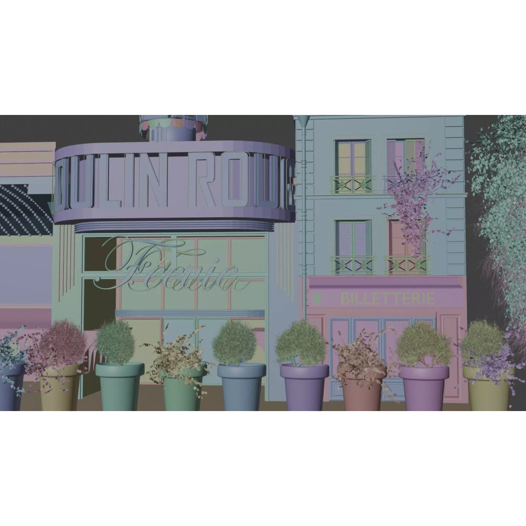Moulin Rouge Cabaret 3D Model – Low Poly Realistic Scene, FBX, OBJ - View 19