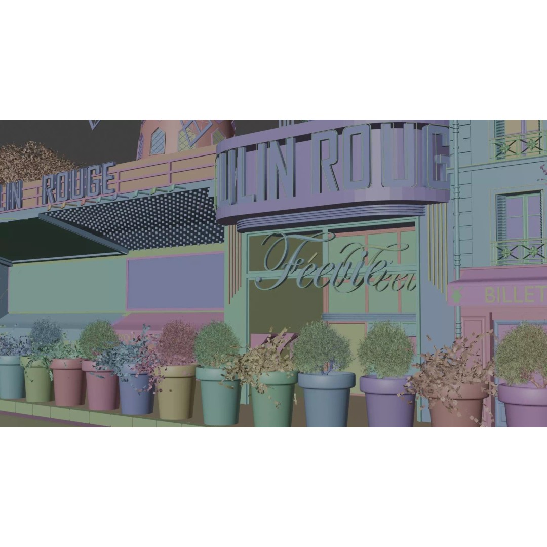Moulin Rouge Cabaret 3D Model – Low Poly Realistic Scene, FBX, OBJ - View 21