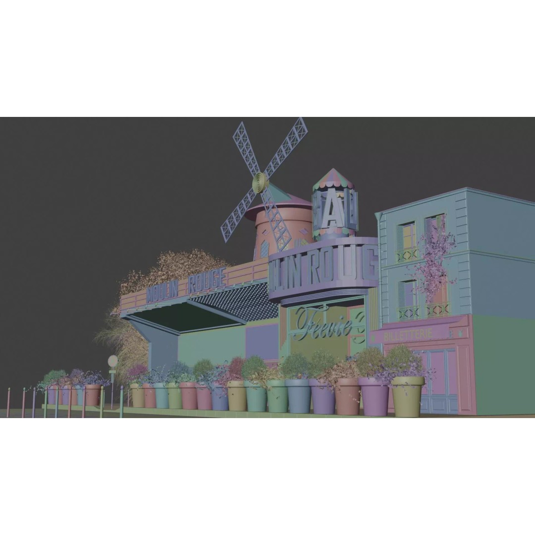 Moulin Rouge Cabaret 3D Model – Low Poly Realistic Scene, FBX, OBJ - View 22