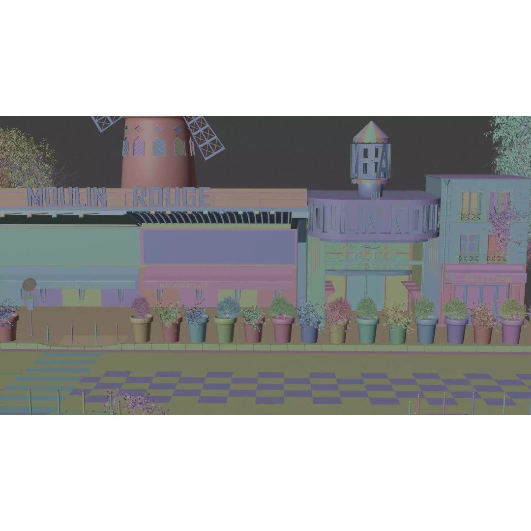 Moulin Rouge Cabaret 3D Model – Low Poly Realistic Scene, FBX, OBJ - View 24