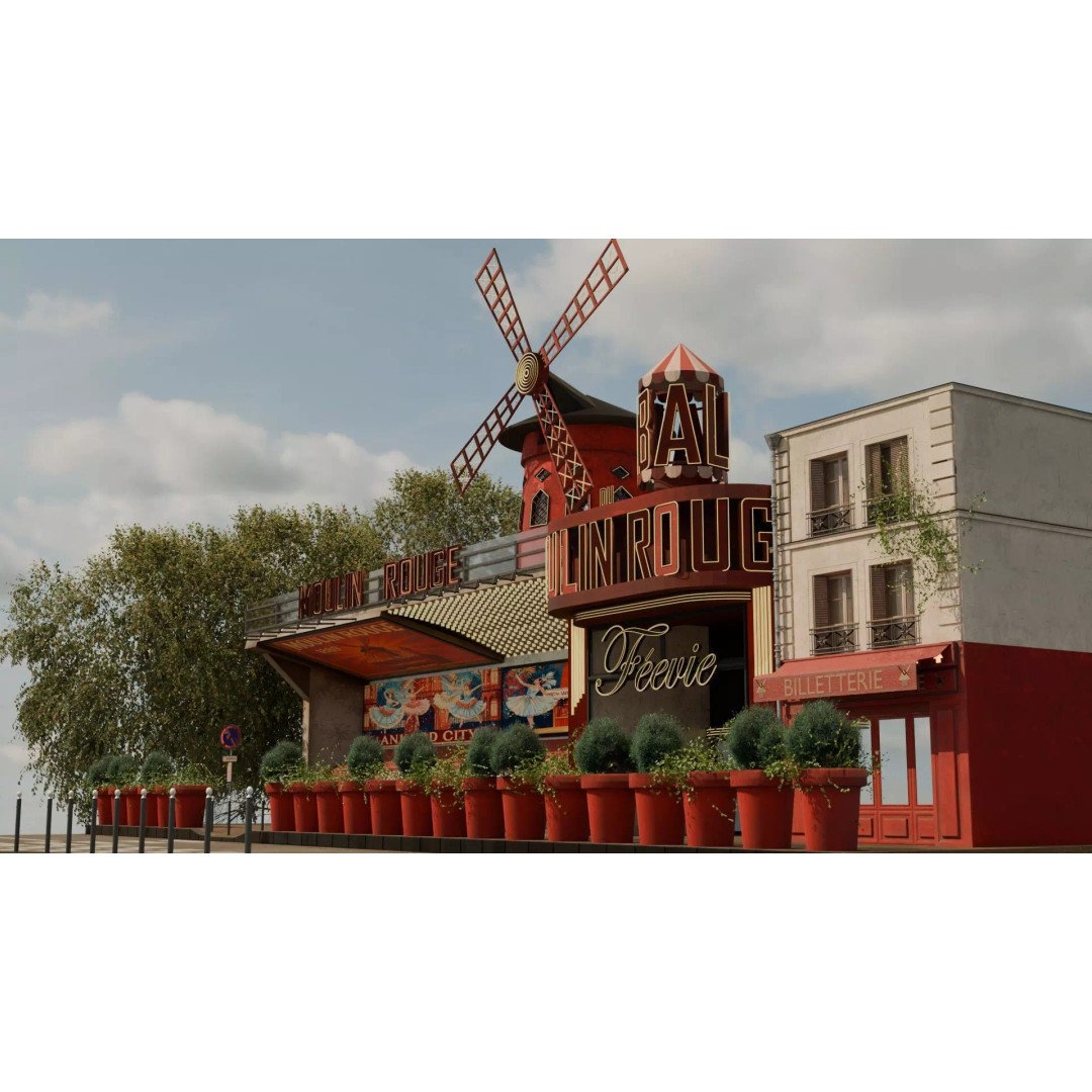 Moulin Rouge Cabaret 3D Model – Low Poly Realistic Scene, FBX, OBJ - View 4