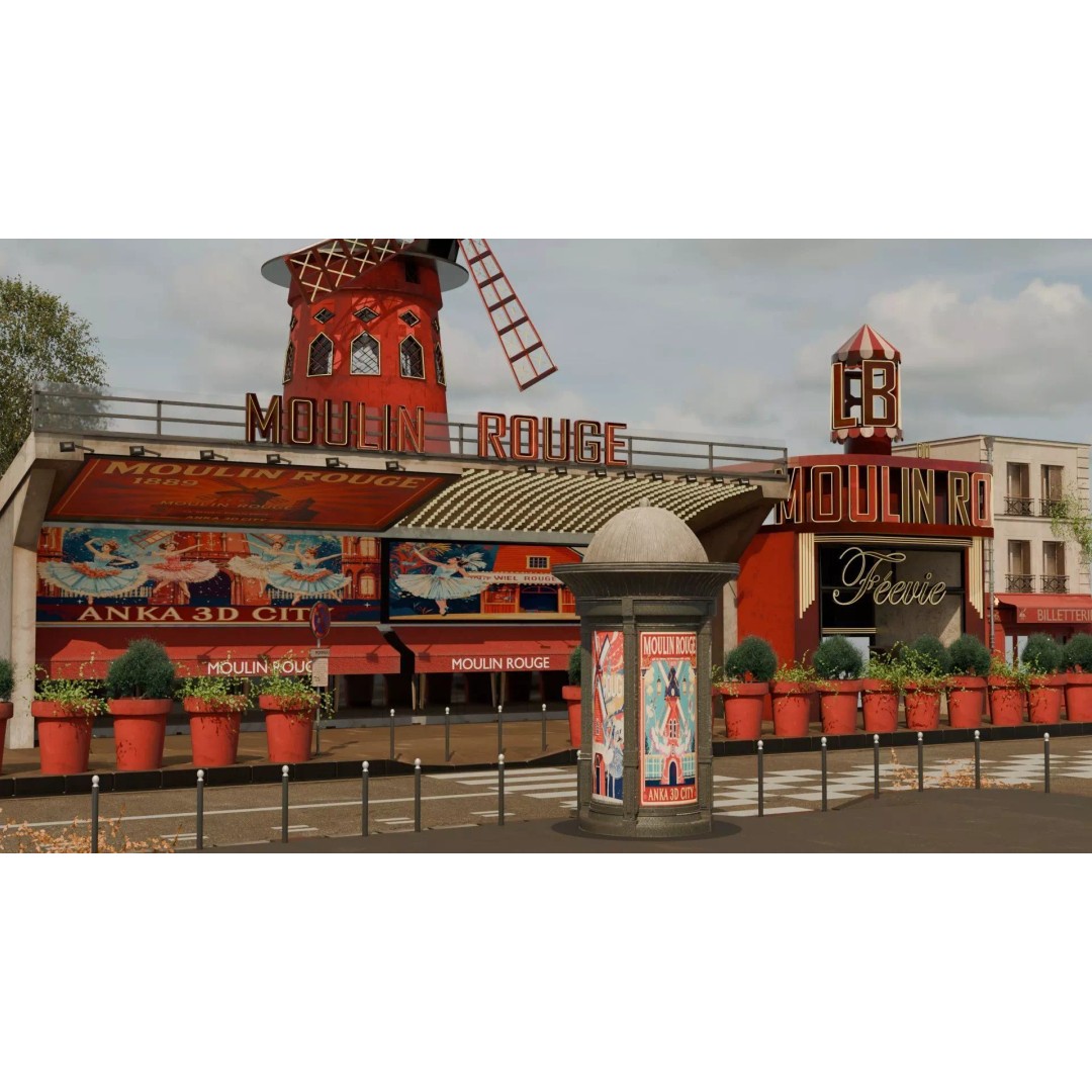 Moulin Rouge Cabaret 3D Model – Low Poly Realistic Scene, FBX, OBJ - View 5