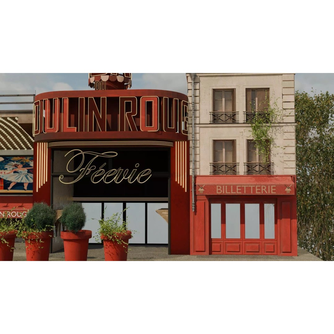 Moulin Rouge Cabaret 3D Model – Low Poly Realistic Scene, FBX, OBJ - View 8