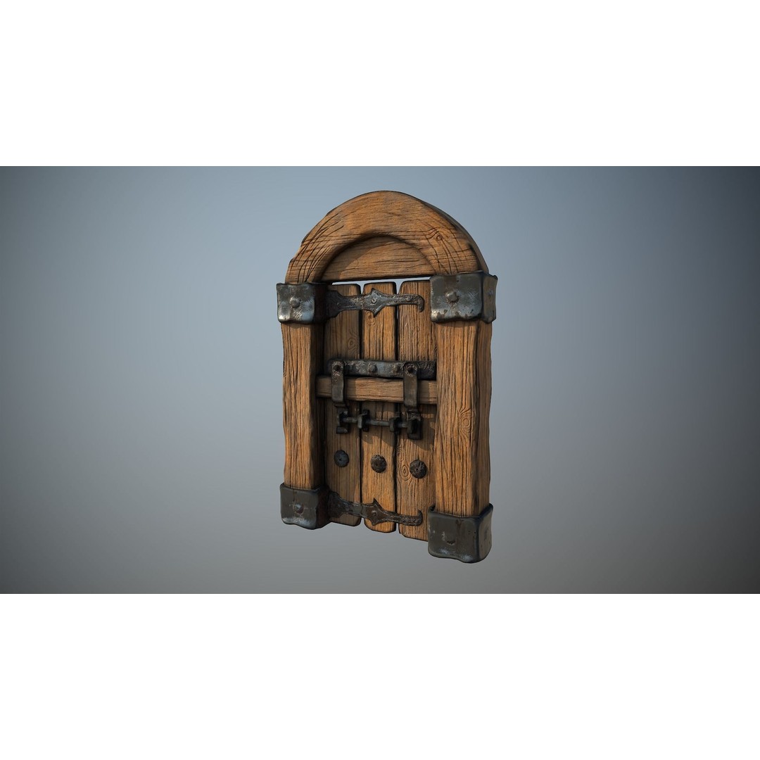 Medieval Doorway Trio 3D Model – Low Poly Architectural Game Asset, FBX - View 18