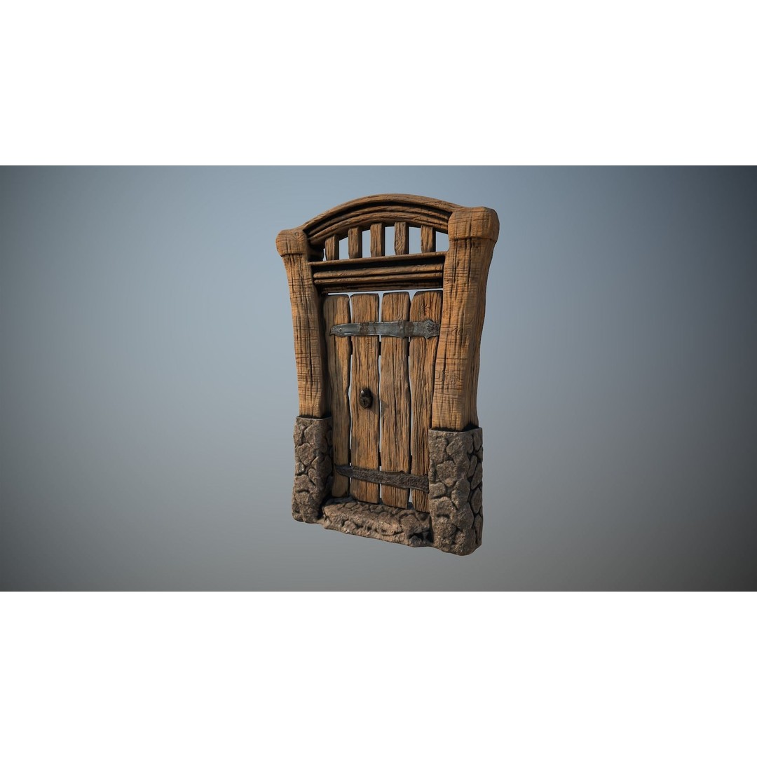 Medieval Doorway Trio 3D Model – Low Poly Architectural Game Asset, FBX - View 19