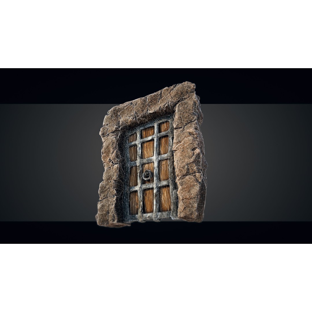 Medieval Doorway Trio 3D Model – Low Poly Architectural Game Asset, FBX - View 5