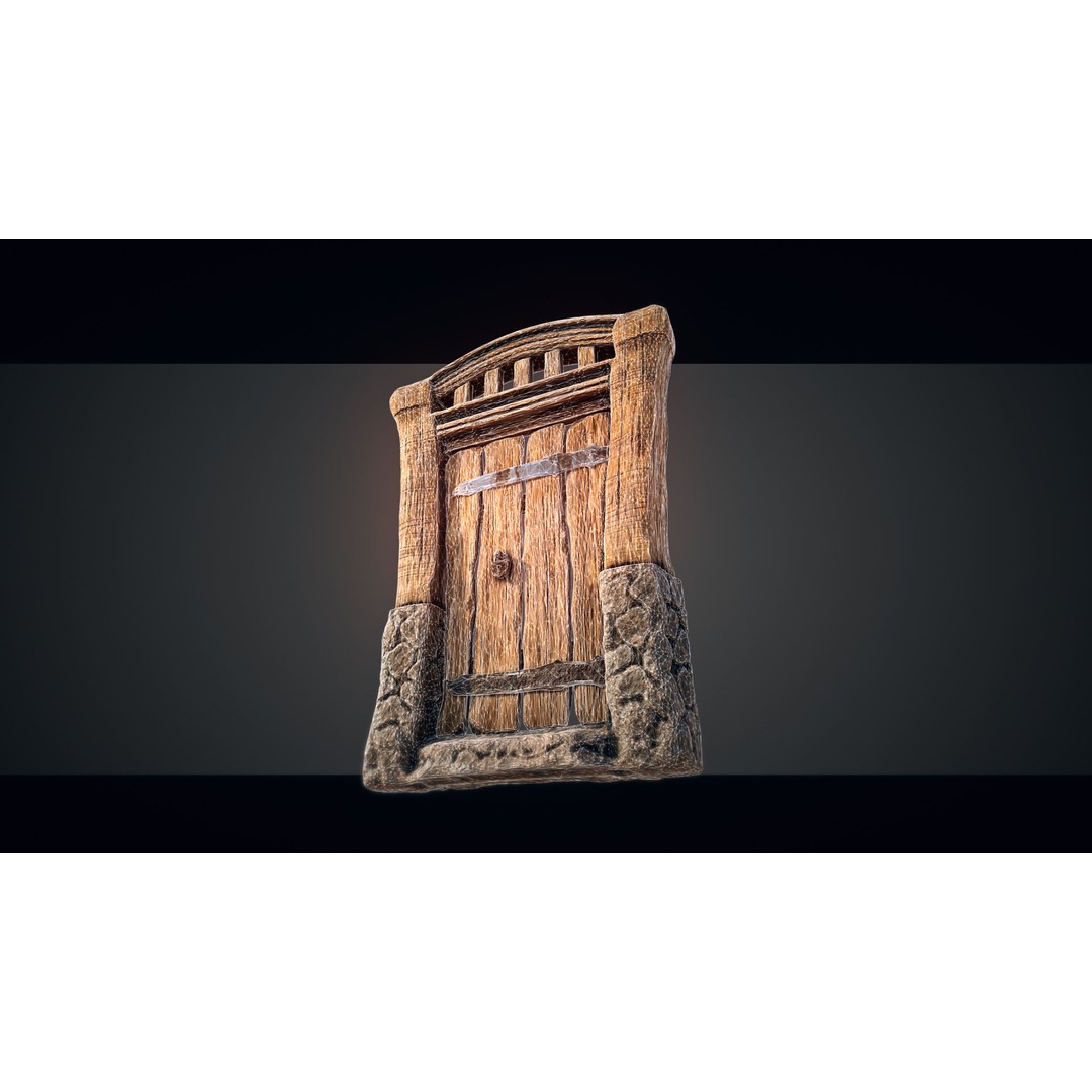 Medieval Doorway Trio 3D Model – Low Poly Architectural Game Asset, FBX - View 6