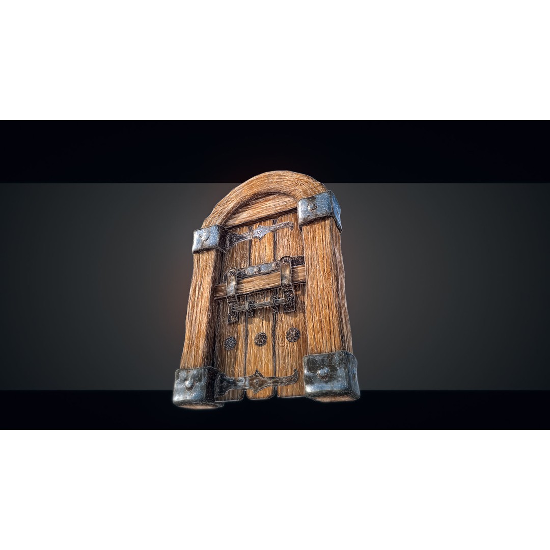 Medieval Doorway Trio 3D Model – Low Poly Architectural Game Asset, FBX - View 7