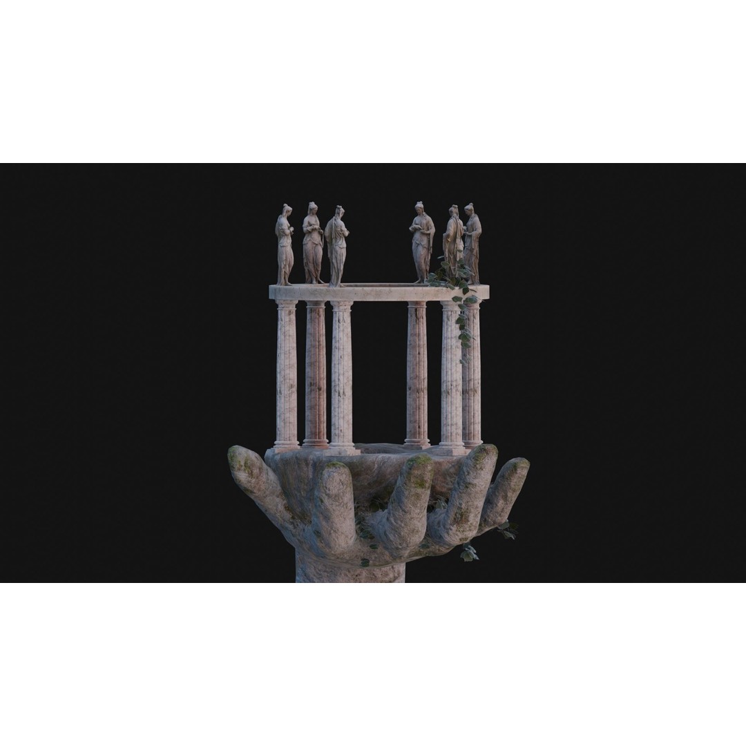 Temple Hand 3D Model – Low Poly Architectural Asset, FBX - View 11