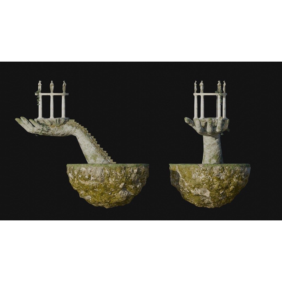 Temple Hand 3D Model – Low Poly Architectural Asset, FBX - View 13