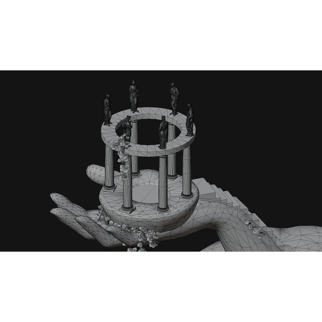 Temple Hand 3D Model – Low Poly Architectural Asset, FBX - View 15