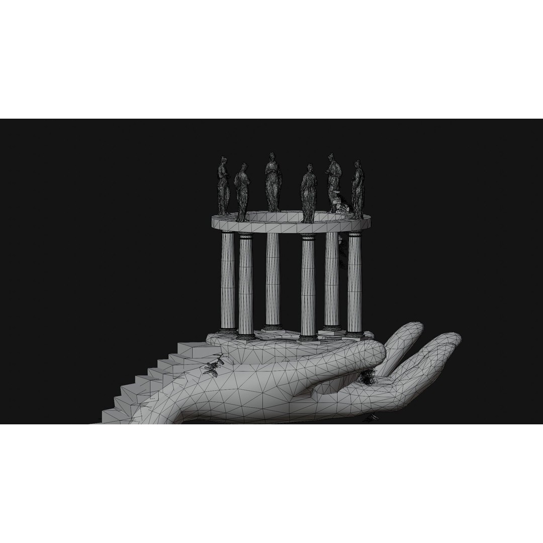 Temple Hand 3D Model – Low Poly Architectural Asset, FBX - View 17