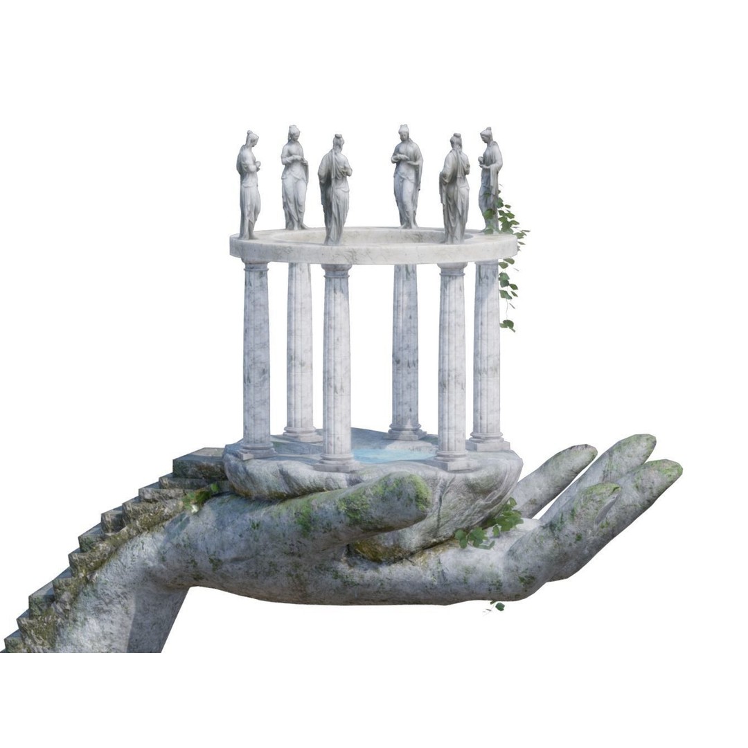 Temple Hand 3D Model – Low Poly Architectural Asset, FBX - View 18