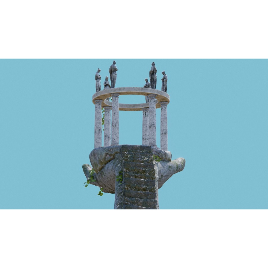 Temple Hand 3D Model – Low Poly Architectural Asset, FBX - View 21