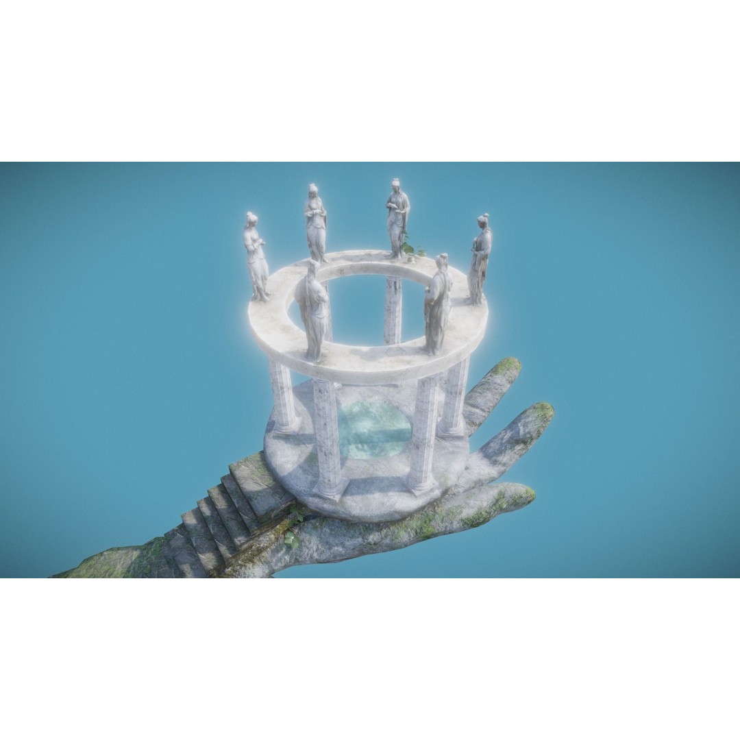 Temple Hand 3D Model – Low Poly Architectural Asset, FBX - View 24