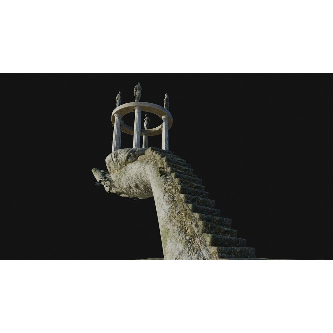 Temple Hand 3D Model – Low Poly Architectural Asset, FBX - View 6