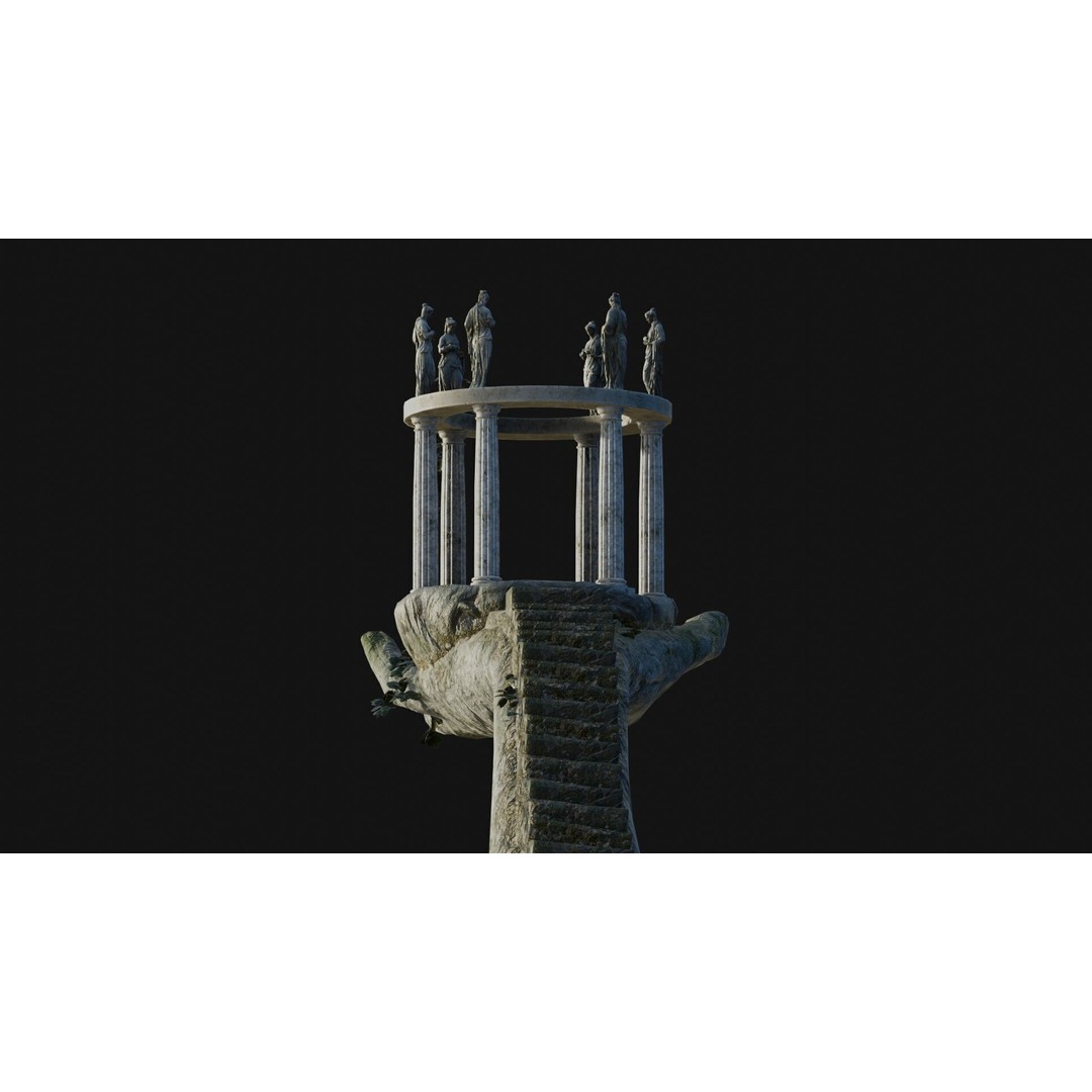 Temple Hand 3D Model – Low Poly Architectural Asset, FBX - View 7