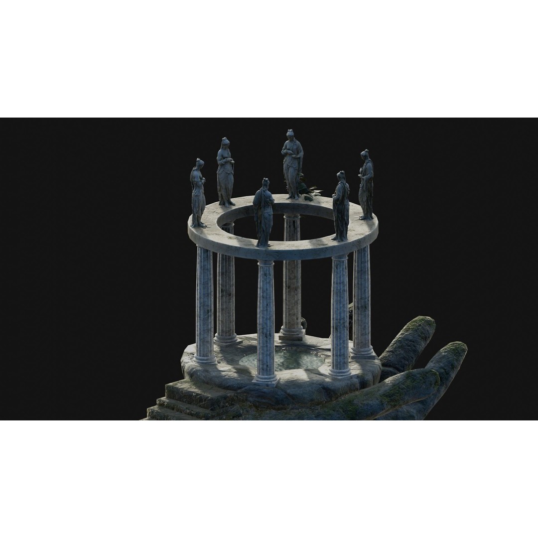 Temple Hand 3D Model – Low Poly Architectural Asset, FBX - View 8