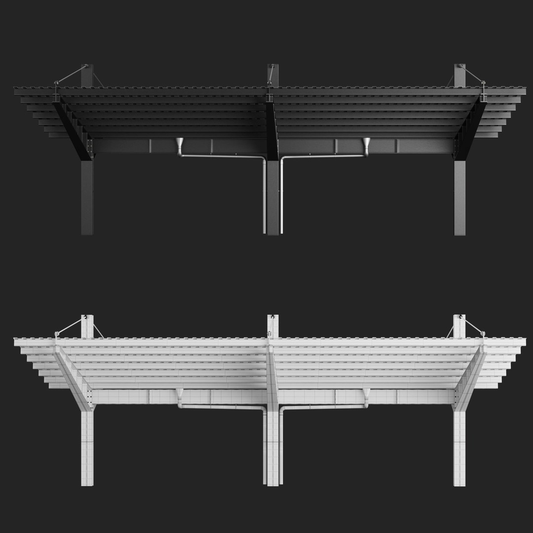 Metall Carport 3D Model – High Quality Exterior Asset, FBX, OBJ - View 12