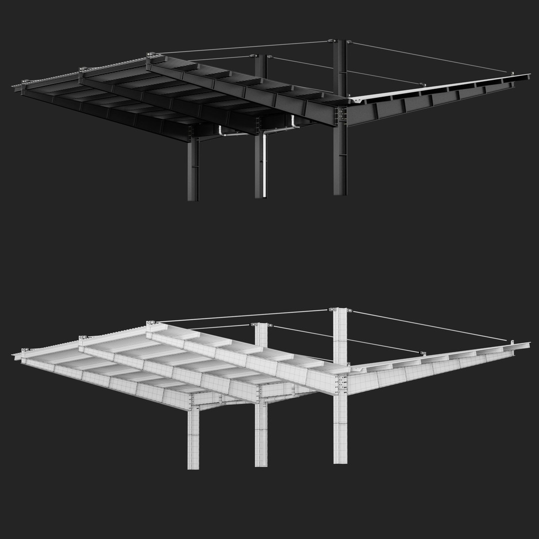 Metall Carport 3D Model – High Quality Exterior Asset, FBX, OBJ - View 15