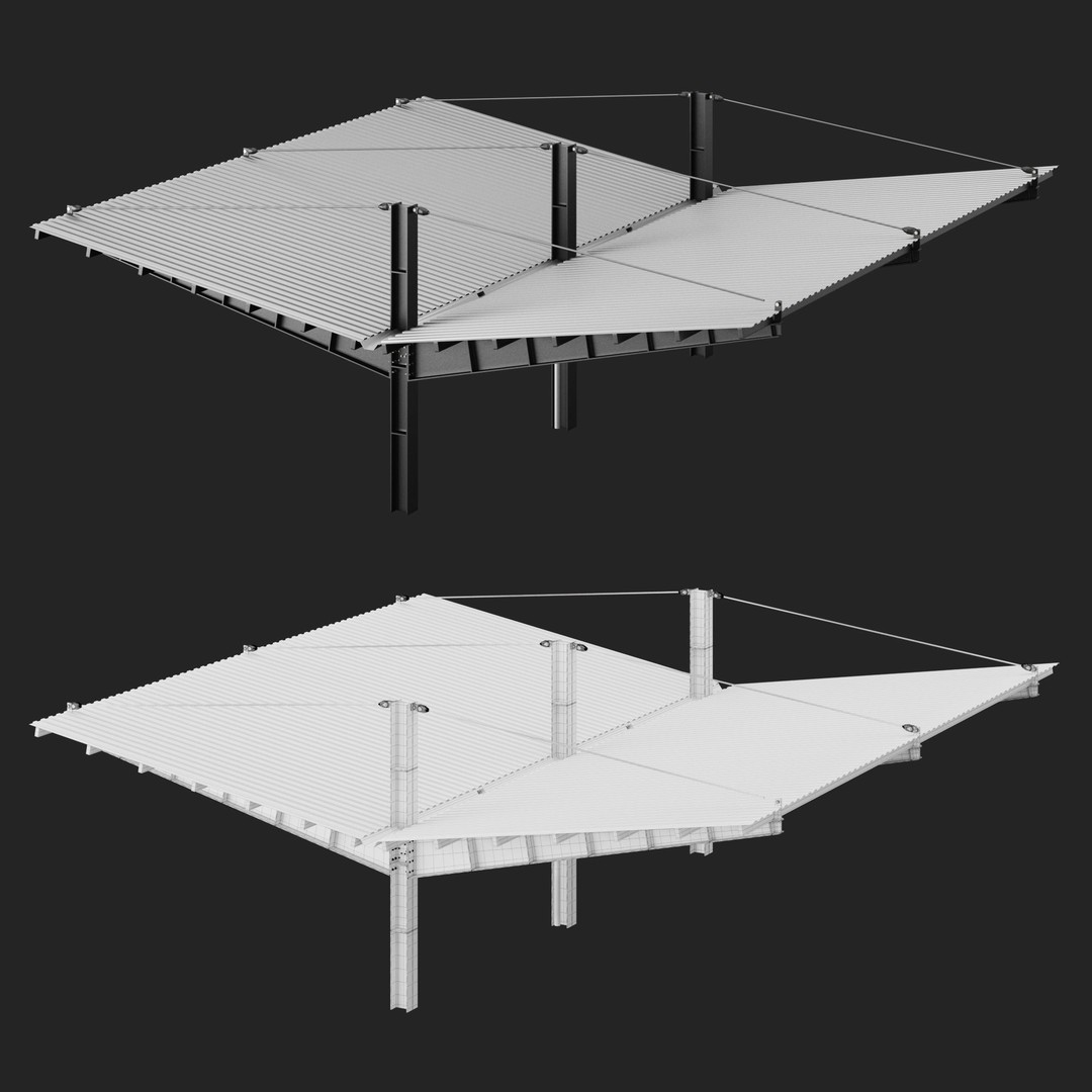 Metall Carport 3D Model – High Quality Exterior Asset, FBX, OBJ - View 16