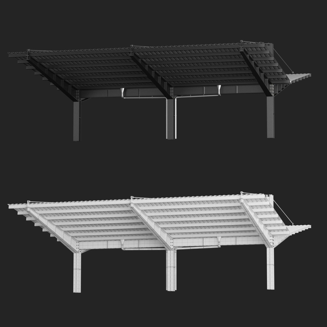 Metall Carport 3D Model – High Quality Exterior Asset, FBX, OBJ - View 17