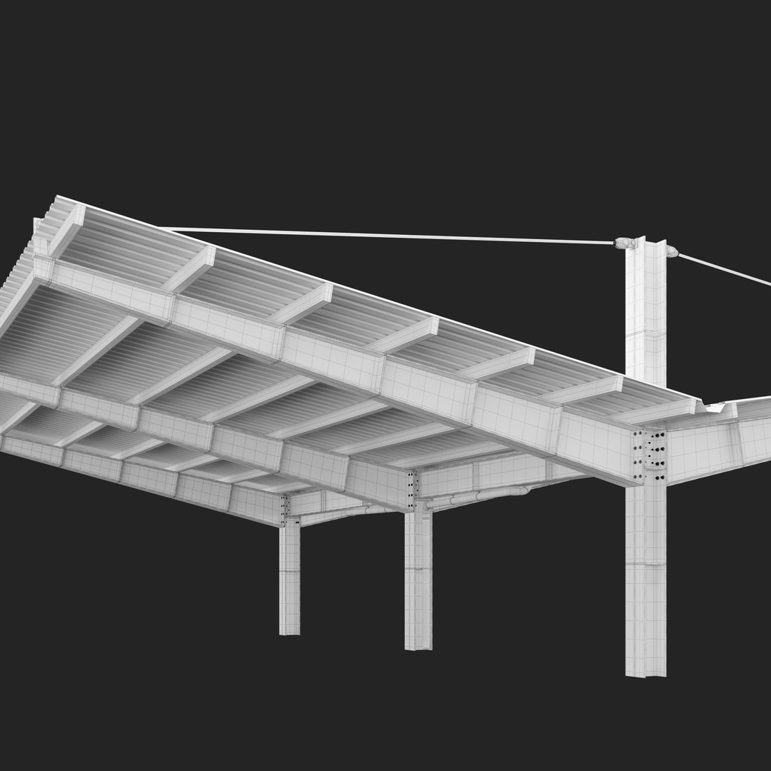 Metall Carport 3D Model – High Quality Exterior Asset, FBX, OBJ - View 3